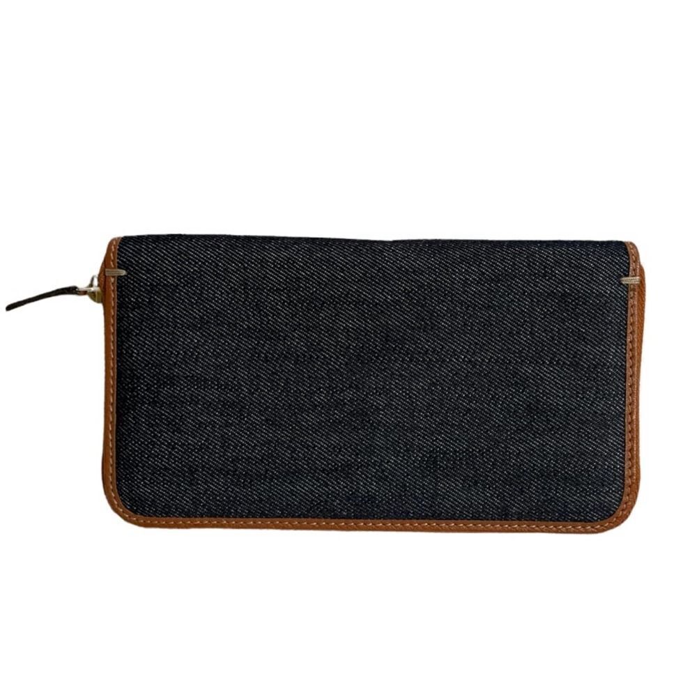 Gucci Denim Leather Trim Zip Around Wallet New - Picture 2 of 12